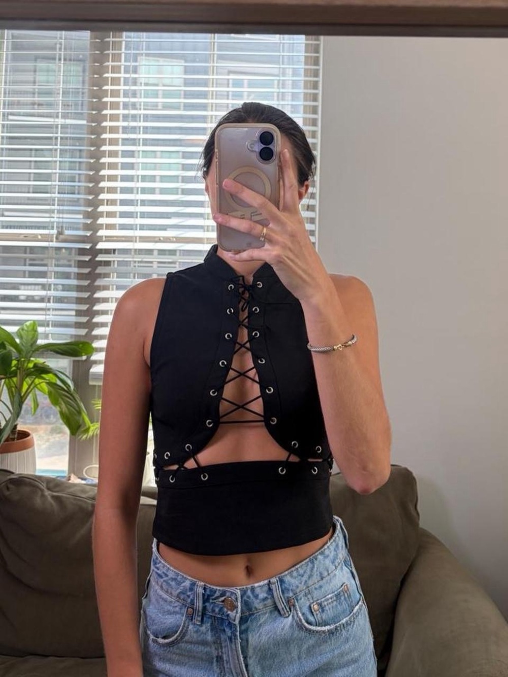 I.AM.GIA black tie up cropped top